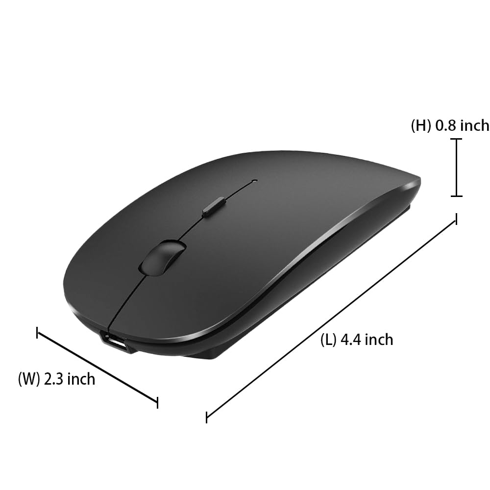 Klo Rechargeable Bluetooth Mouse For Macbook/Macbook Air/Pro/Ipad, Wireless Mouse For Laptop/Notebook/Pc/Ipad/Chromebook (Black)